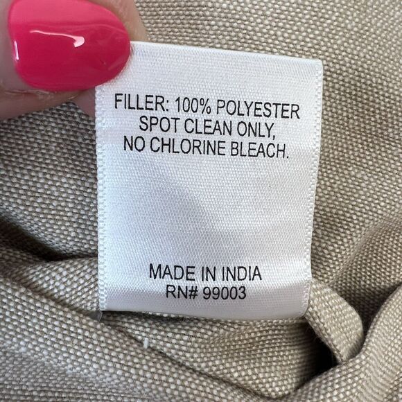 Holly Jolly Christmas Cotton Throw Toss Pillow Embroidered Khaki Green Crimson - Picture 7 of 9